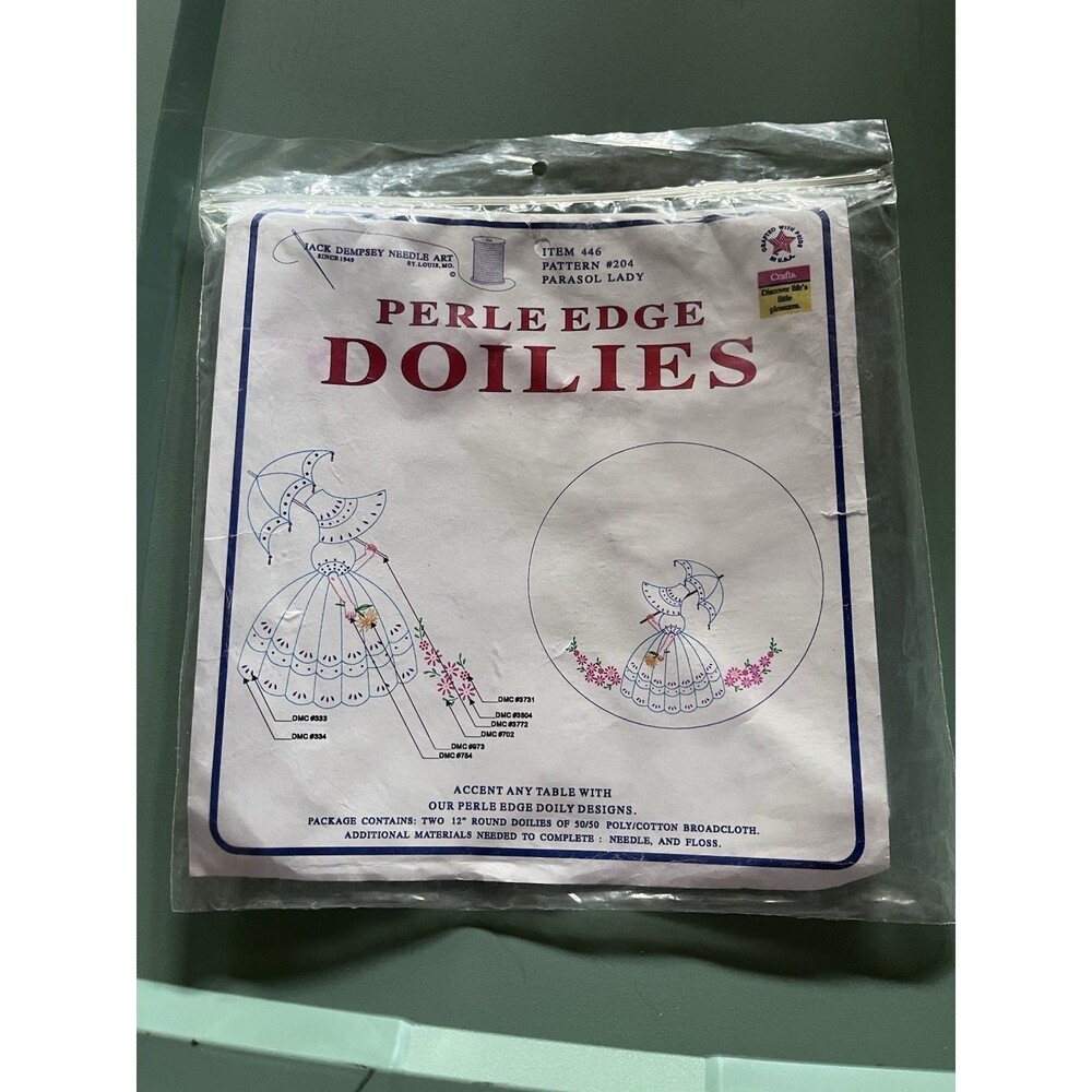 Perle Edge Doilies Parasol Lady Set of 2 - 12" Round Doilies Jack Dempsey